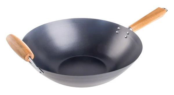 Wok, asia cocinar wok en fondo . — Foto de Stock