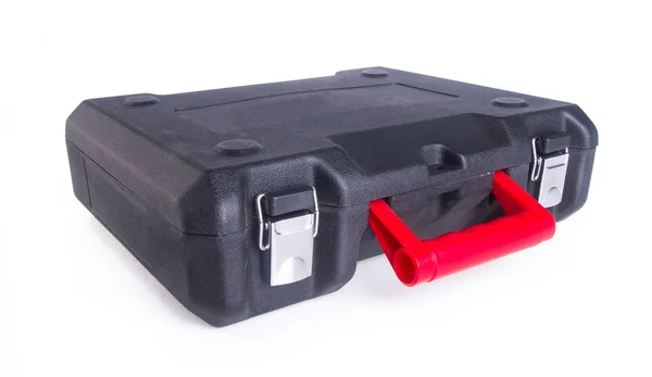 Black plastic tool box on the background — Stock Photo, Image