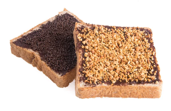 パン。チョコレート クリームとパンのスライス — ストック写真