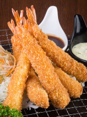Japon mutfağı. arka planda tempura karides