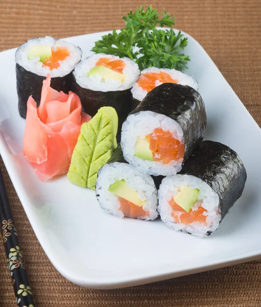 日本料理。寿司を背景に — ストック写真