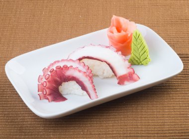 Japon mutfağı. arka planda suşi ahtapot