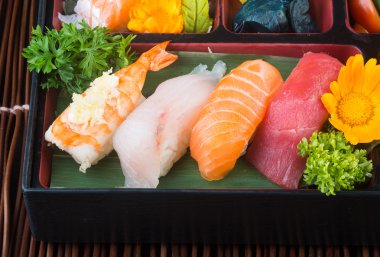 Japon mutfağı. suşi arka plan ayarla