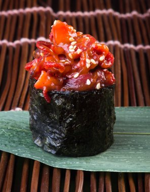 Japon mutfağı. arka planda suşi ahtapot