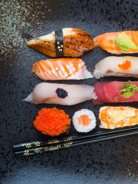 Japon mutfağı. suşi arka plan ayarla