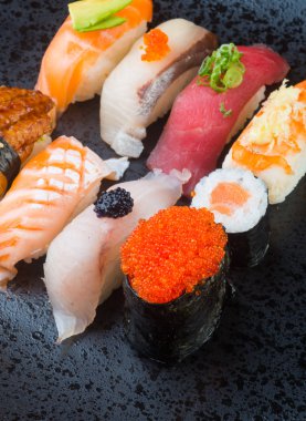 Japon mutfağı. suşi arka plan ayarla