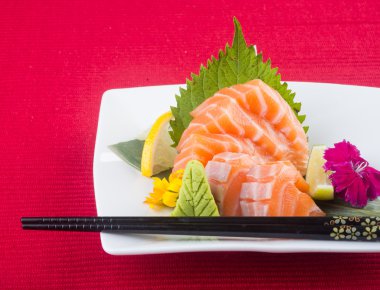 Japon mutfağı. sashimi arka planda