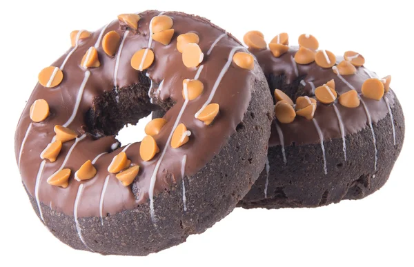 Chocolate donuts on a white background — Stock Photo, Image