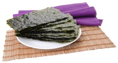 Deniz yosunu. arka plan üzerinde kuru deniz yosunu