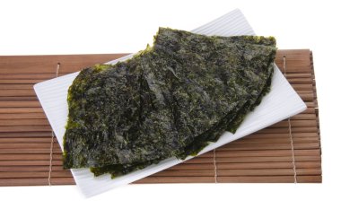 Deniz yosunu. arka plan üzerinde kuru deniz yosunu