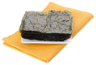 Deniz yosunu. arka plan üzerinde kuru deniz yosunu