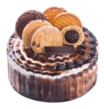 kek. Çikolatalı dondurma pasta arka plan üzerinde