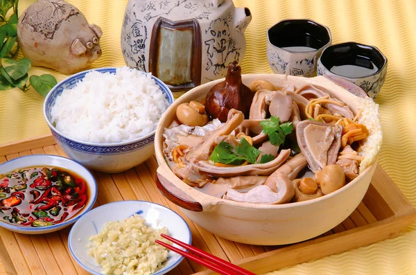 Ba kut teh. Malaysian stew of pork and herbal soup, — Stock Image Ba kut teh. Malaysian stew of pork and herbal soup, Stock Image