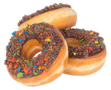 Beyaz arka planda çikolatalı çörekler.