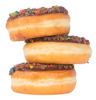 Beyaz arka planda çikolatalı çörekler.