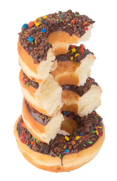 Donuts de chocolate sobre un fondo blanco —  Fotos de Stock