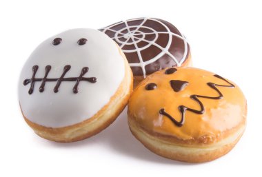 çörek. Halloween donut arka planda