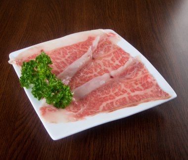 Japon mutfağı. sığır eti dilim arka planda