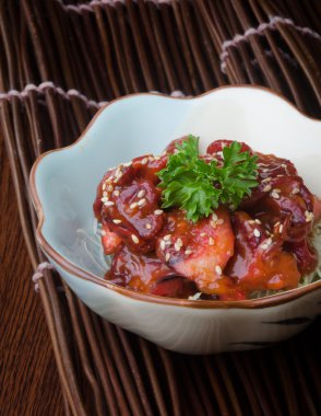 Japon mutfağı. arka planda suşi ahtapot