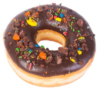 Beyaz arka planda çikolatalı çörekler.