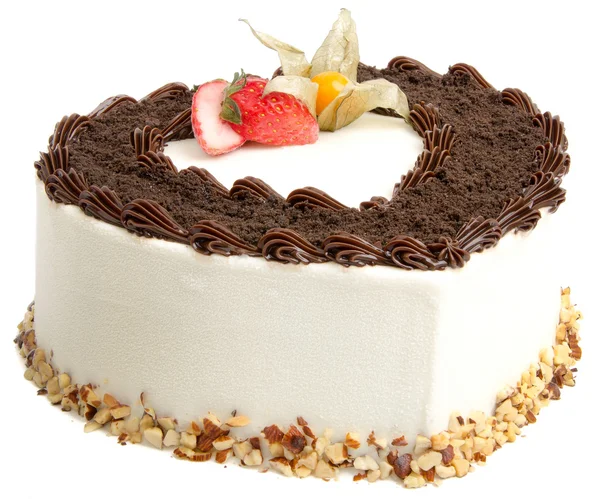 Kuchen. Schokoladeneiskuchen auf Hintergrund Stockfoto