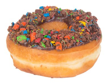 Beyaz arka planda çikolatalı çörekler.