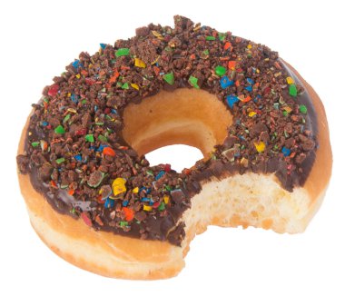 Beyaz arka planda çikolatalı çörekler.