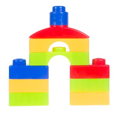 oyuncak. Arka plastik oyuncak blokları