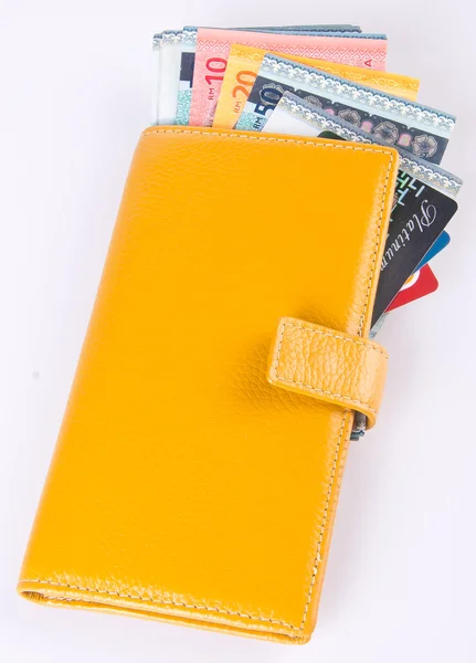 Wallet. woman wallet with money on a background — Stock Photo, Image