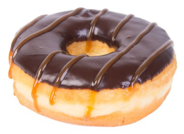 Beyaz arka planda çikolatalı çörekler.