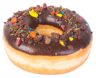 Beyaz arka planda çikolatalı çörekler.