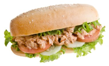 Sandviç beyaz arkaplanda izole edildi.