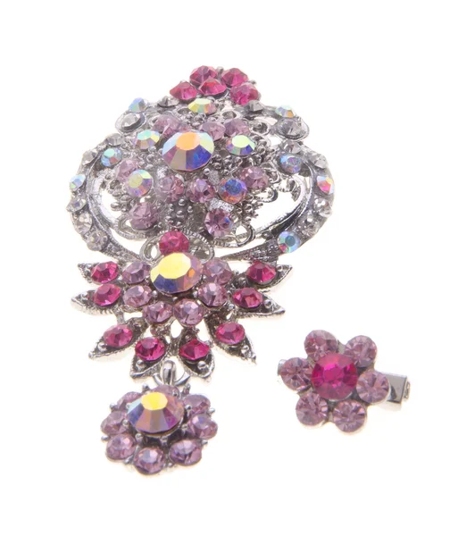 Brooch with different gems on background. — Stock Photo, Image