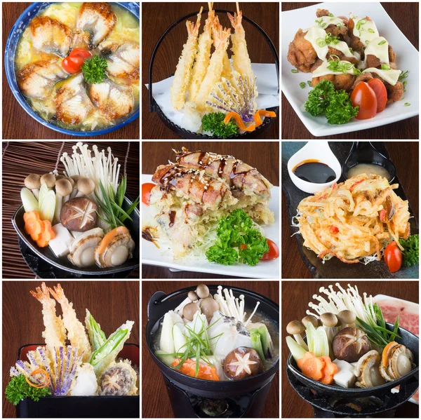 Japanese food collage on the background — Stock Photo, Image
