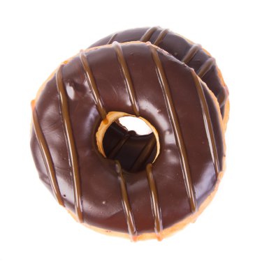 Beyaz arka planda çikolatalı çörekler.