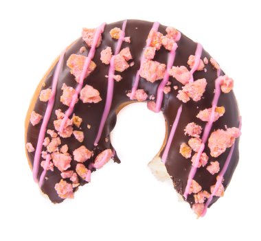 Beyaz arka planda çikolatalı çörekler.