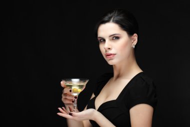 kadeh martini ile güzel genç kız