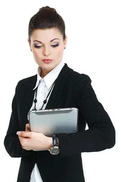 A portrait of beautiful business woman is in an official suit. Manager at work — Stock Photo, Image
