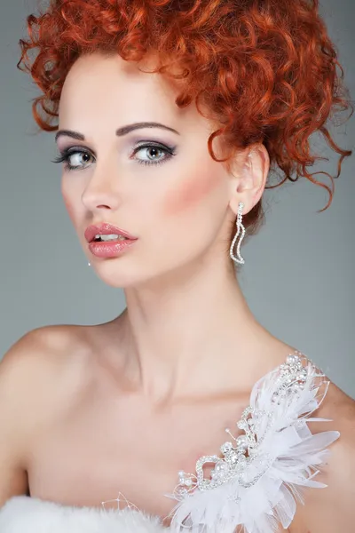 Red hair. Fashion girl portrait.Accessorys. — Stock Photo, Image