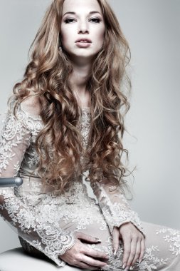 dantel elbise şık zarif Kızıl saçlı kız portresi olduğunu .