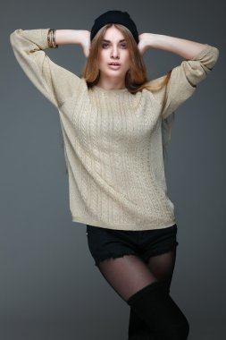 moda stil, seksi güzel kız bir fotoğraf olduğunu