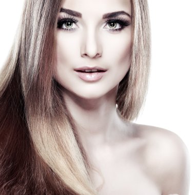 izole beyaz bir arka plan, duygular, kozmetik, güzel bir kız