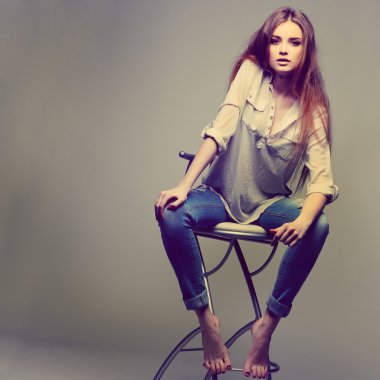 moda stil, seksi güzel kız bir fotoğraf olduğunu
