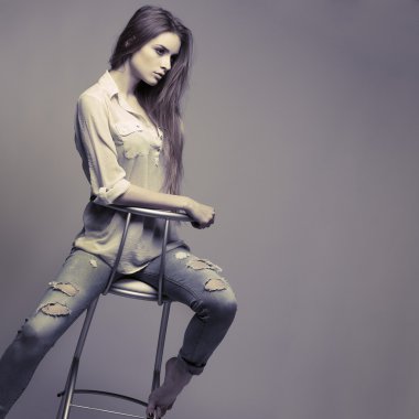 moda stil, seksi güzel kız bir fotoğraf olduğunu