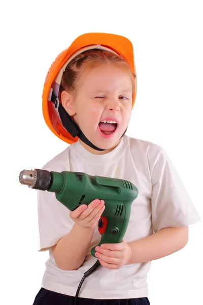 Cute little girl with drill Stock Image