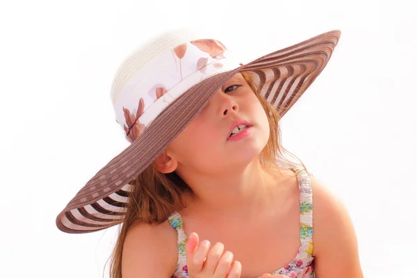 Pretty little girl in a hat — Stock Photo, Image