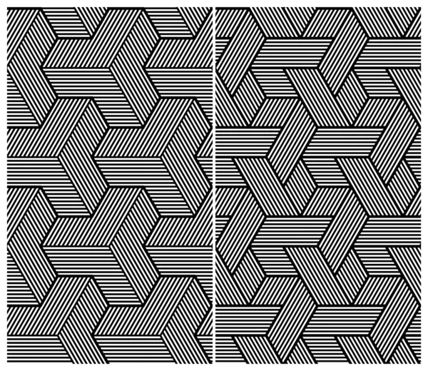 Set of Two B&W Seamless Patterns. Abstract Elements — Stock Vector