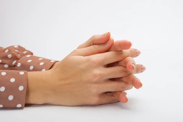 Isolierte weibliche Hände berühren — Stockfoto