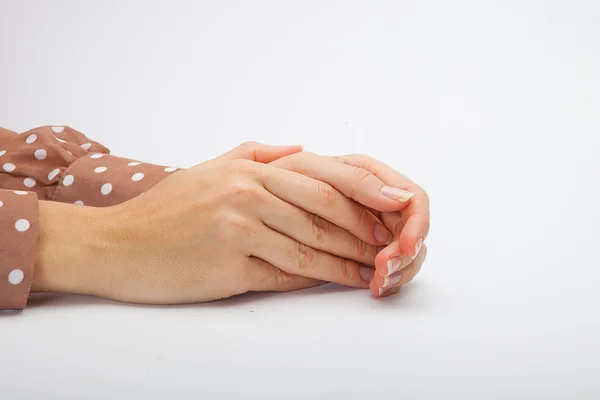 Isolierte weibliche Hände berühren — Stockfoto