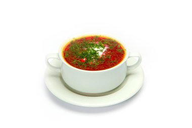 saf beyaz zemin üzerine çorba kase genel görünümü